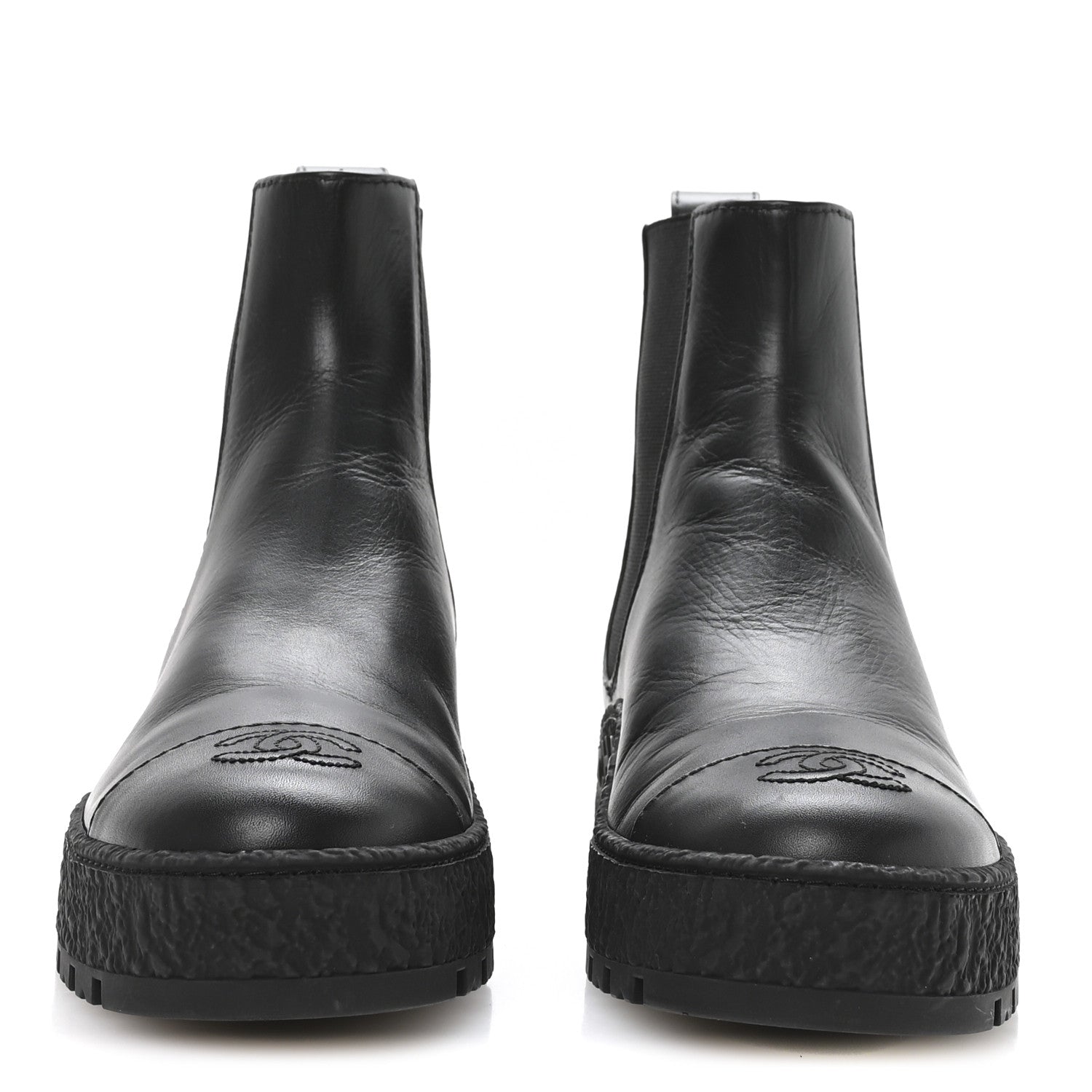 Chanel Calfskin Cap Toe CC Ankle Boots 37 Black 1853630 – FASHIONPHILE