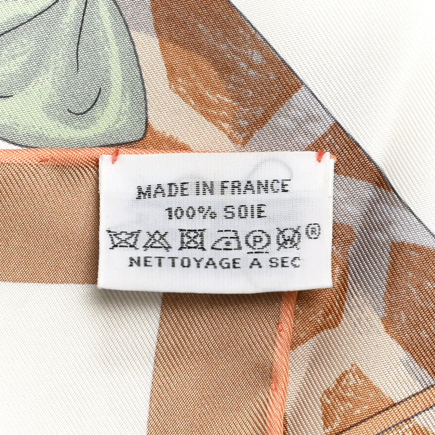 Silk Hermes Story Scarf 90 White Beige Multicolor