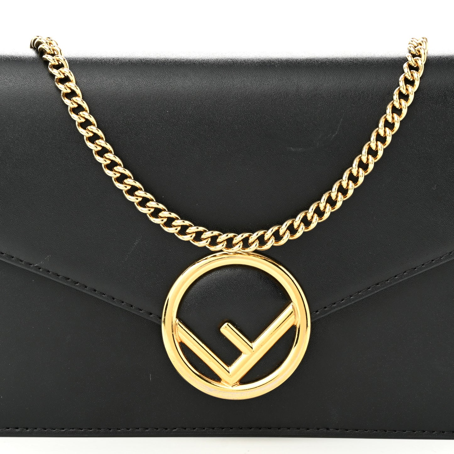 Vitello Liberty Lucido F is Fendi Medium Envelope Wallet on Chain Black