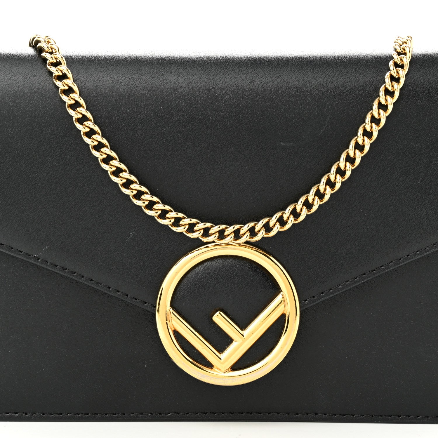 Fendi Vitello Liberty Lucido F is Fendi Medium Envelope Wallet on Chain Black 7 of 11