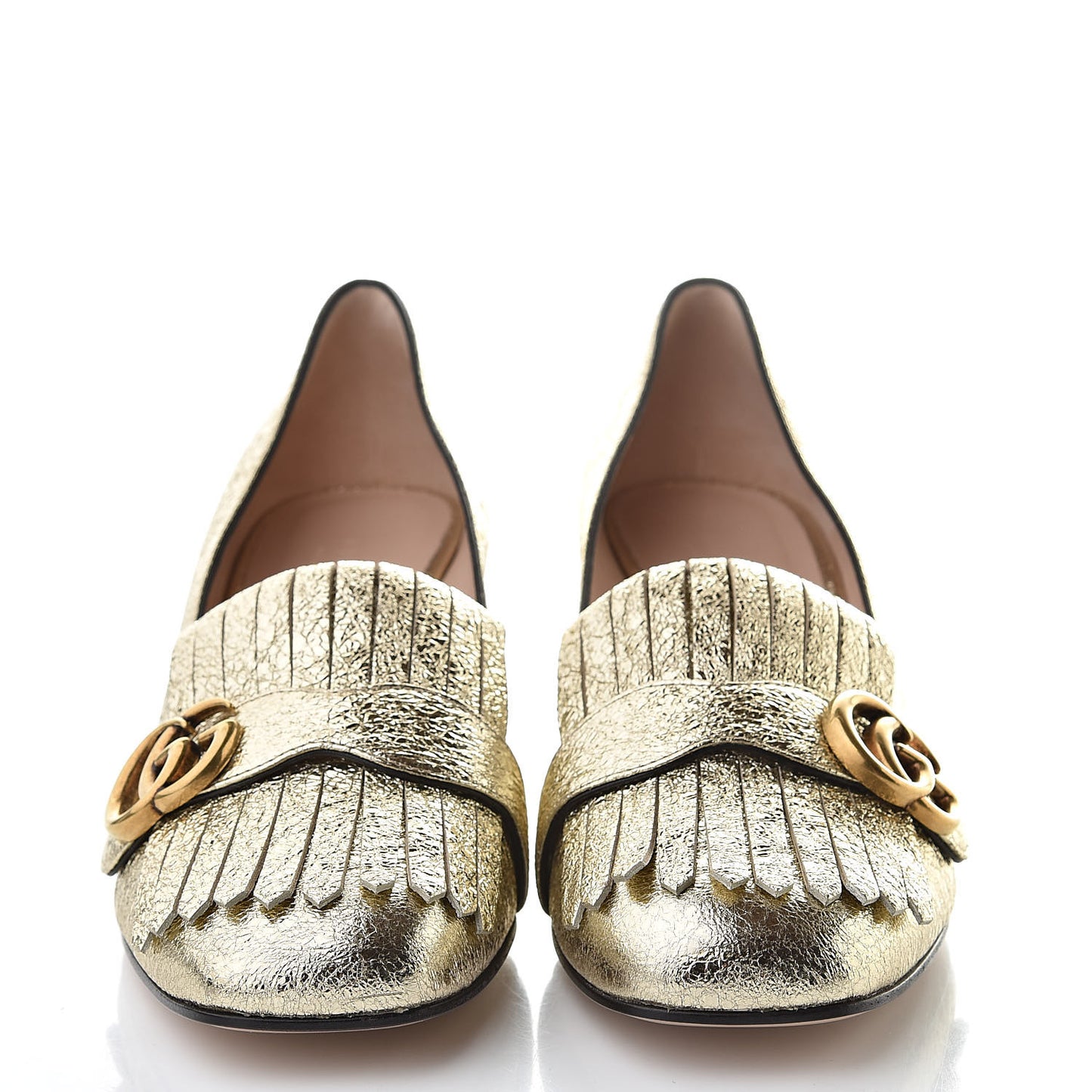 Galassia GG Marmont Fringe 50mm Loafer Pumps 41 Platino