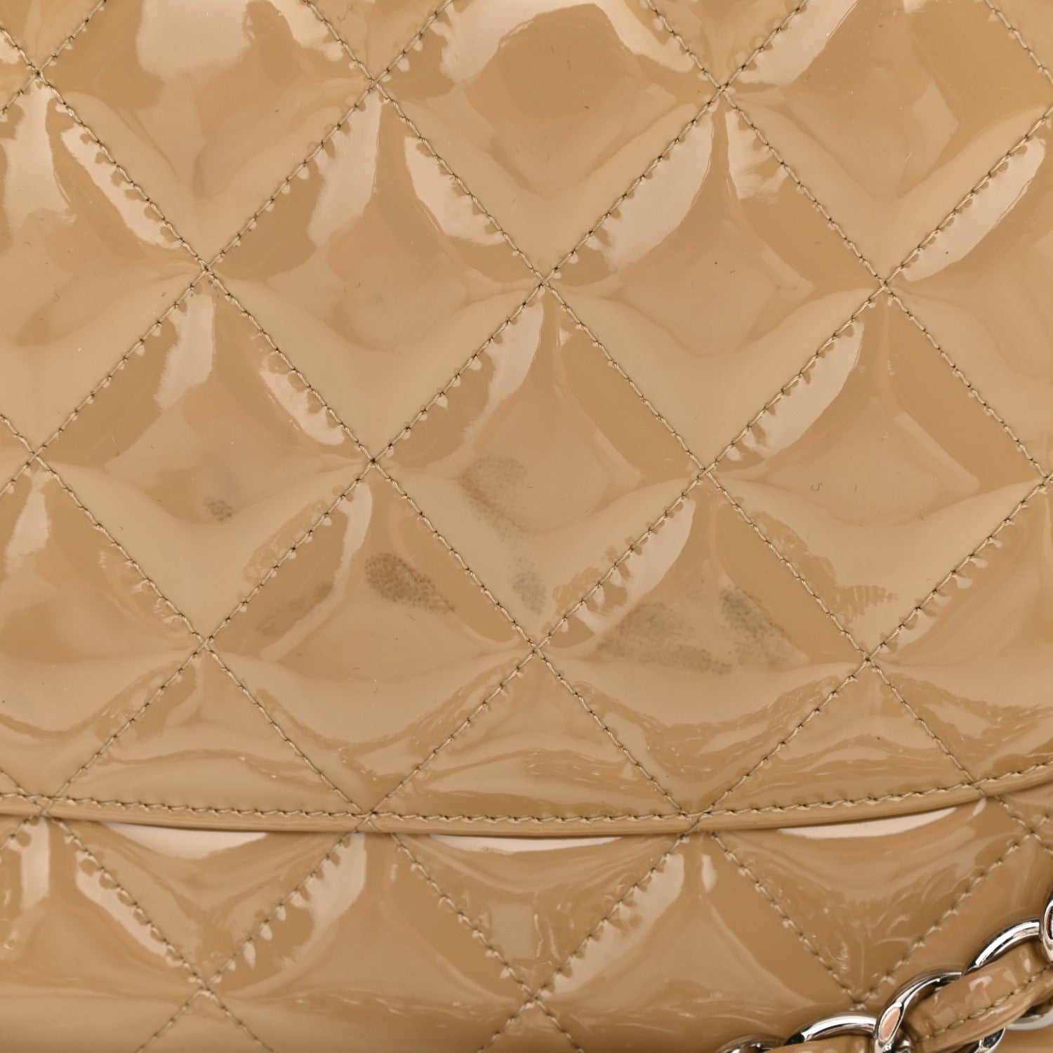 Chanel Patent Quilted Jumbo Double Flap Beige 13 of 15