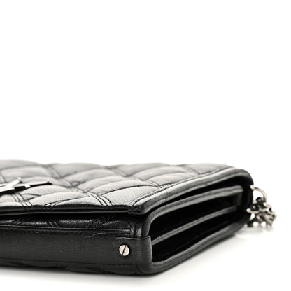 Saint Laurent Lambskin Diamond Quilted Becky Chain Wallet Black 14 of 17