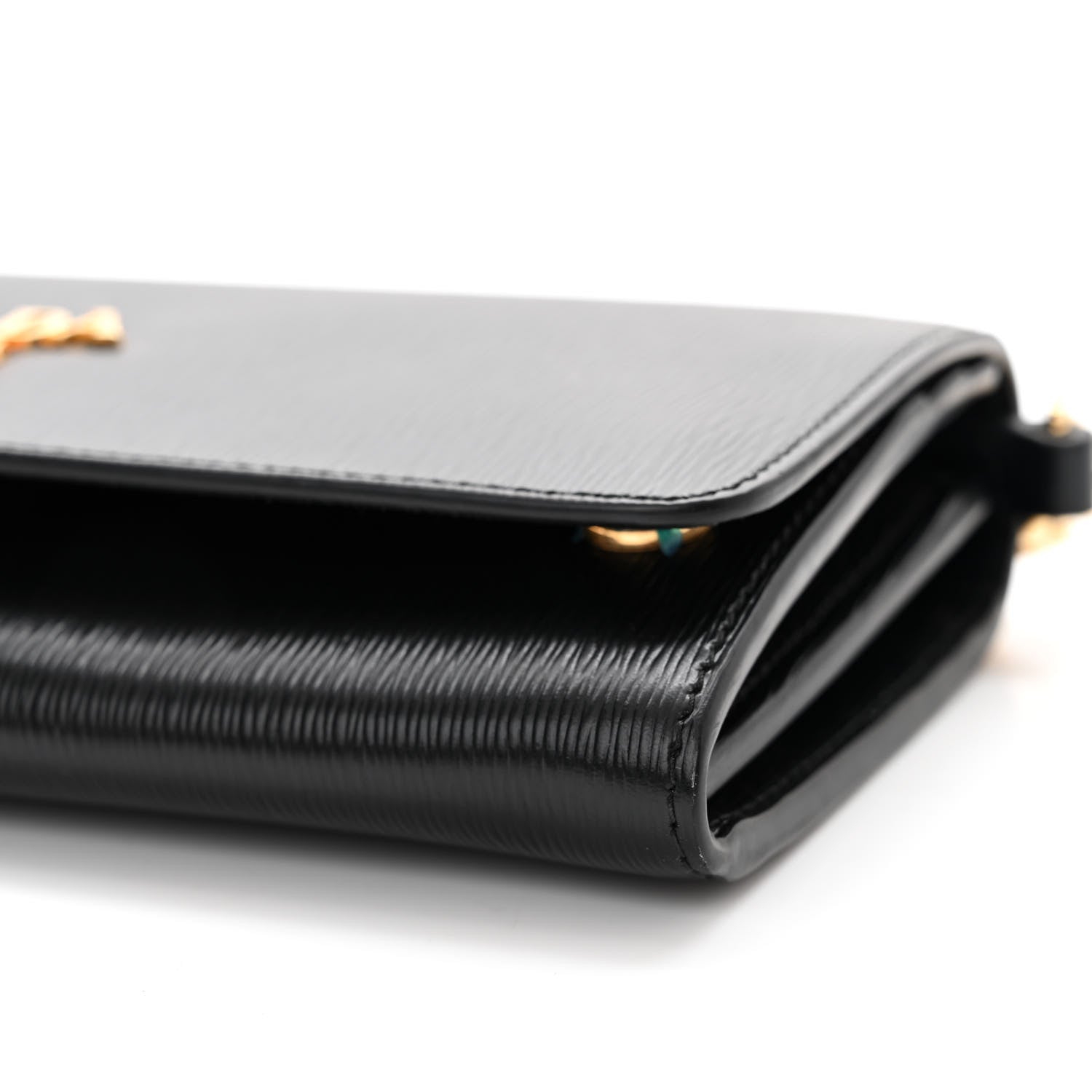 Prada Vitello Move Metal Oro Chain Wallet Black 9 of 10