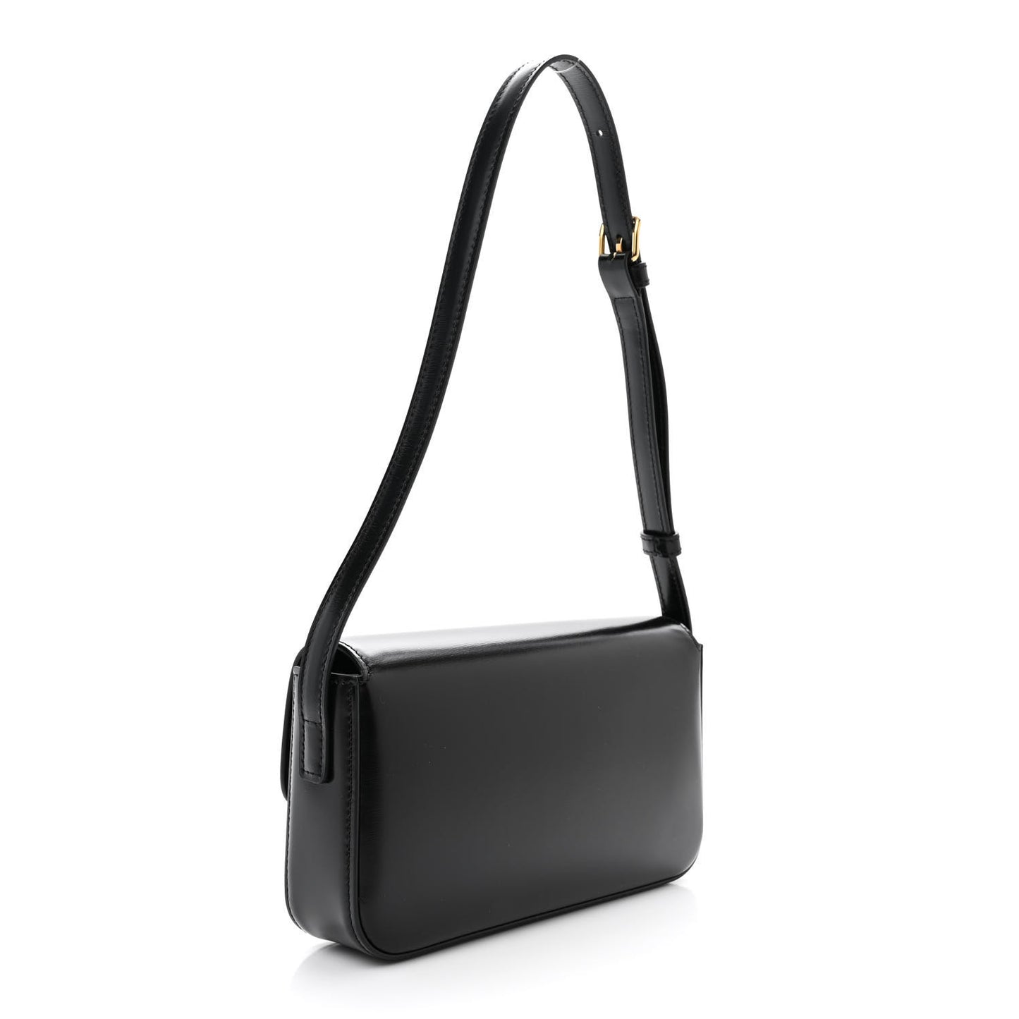 Shiny Calfskin Triomphe Shoulder Bag Black