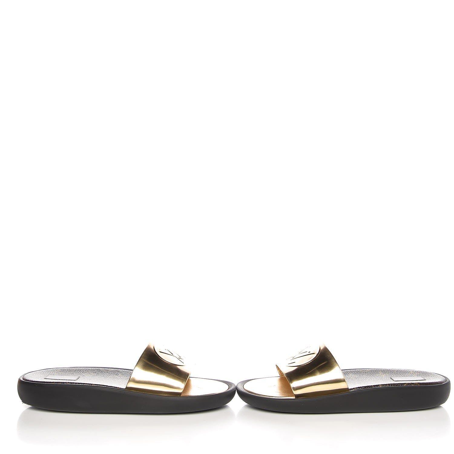 Louis Vuitton Calfskin Monogram Metallic Sunbath Slide Sandals 40 Gold 5 of 13