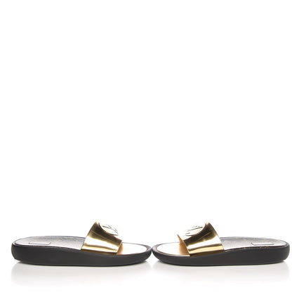 Louis Vuitton Calfskin Monogram Metallic Sunbath Slide Sandals 40 Gold 5 of 13