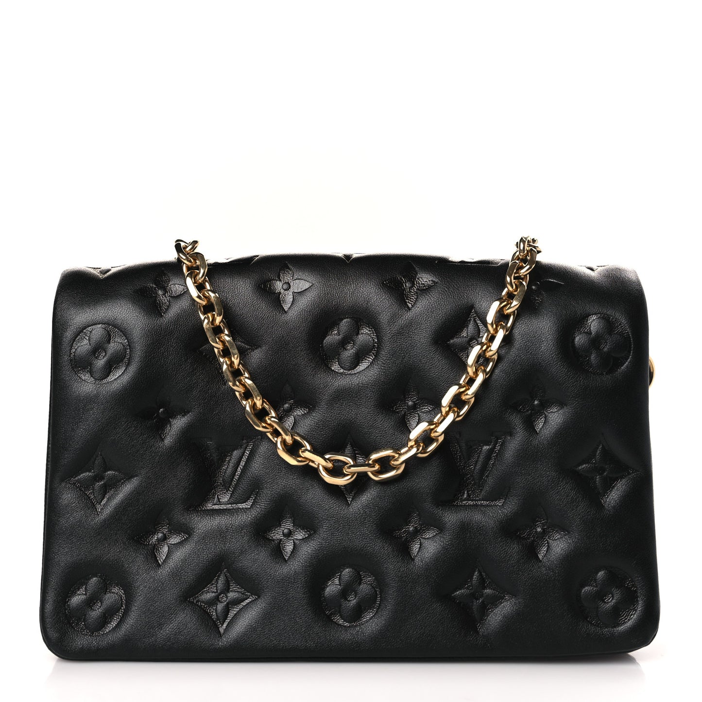 Lambskin Embossed Monogram Pochette Coussin Black