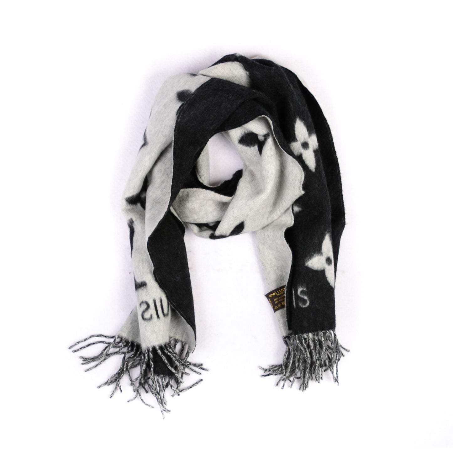 Cashmere Monogram Reykjavik Scarf Black