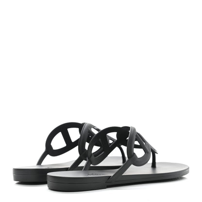 Hermes Rubber Womens Egerie Sandals 40 Black 4 of 9