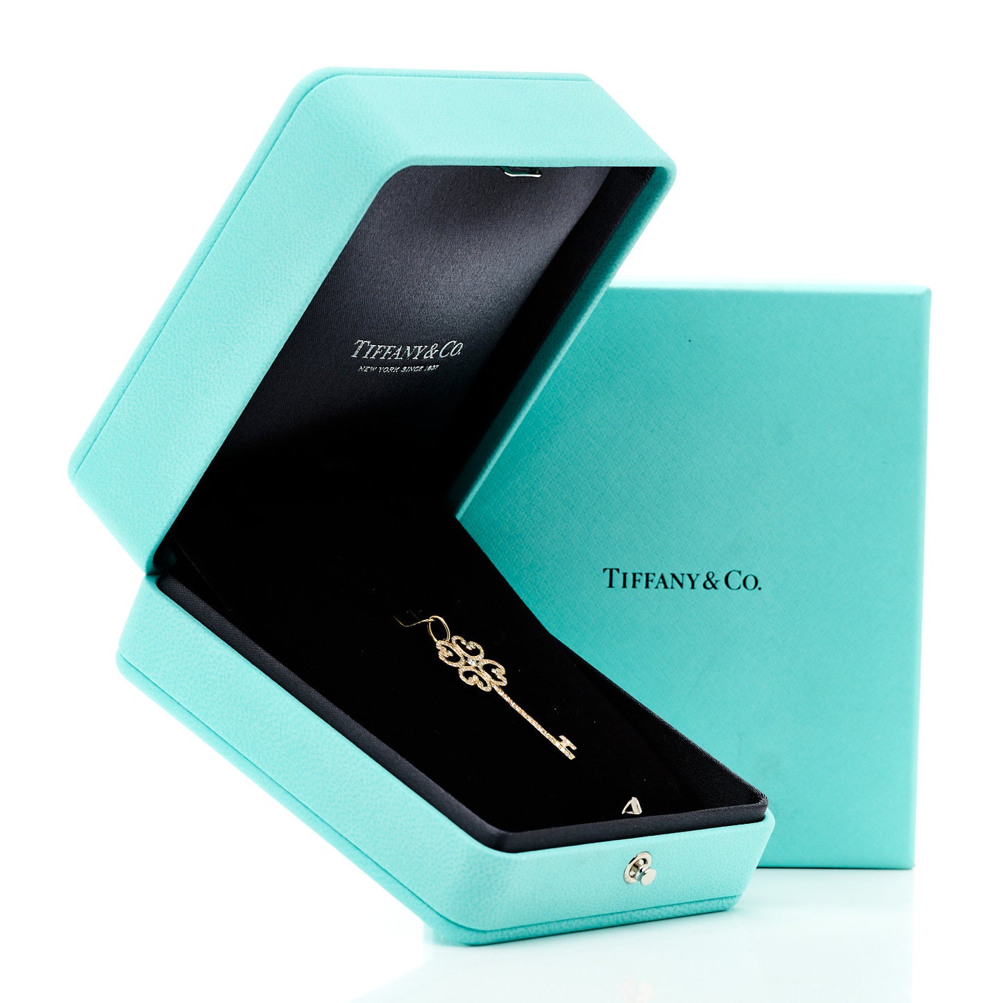18K Rose Gold Diamond Quatra Heart Key Pendant