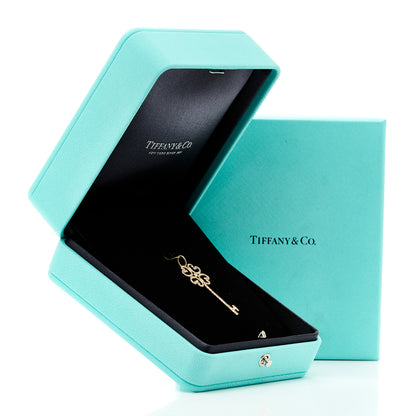Tiffany 18K Rose Gold Diamond Quatra Heart Key Pendant 5 of 5