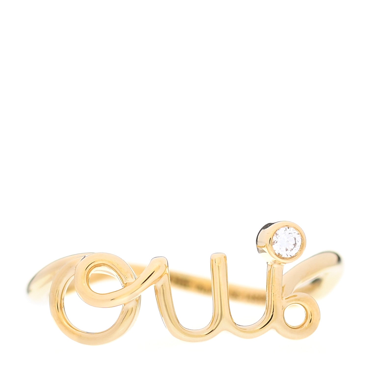 Christian Dior 18K Yellow Gold Diamond Oui Ring 55 7.25 1 of 4