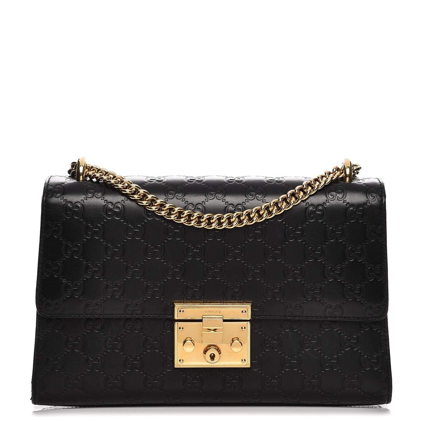 Guccissima Medium Padlock Shoulder Bag Black