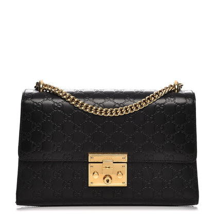 Gucci Guccissima Medium Padlock Shoulder Bag Black 1 of 20
