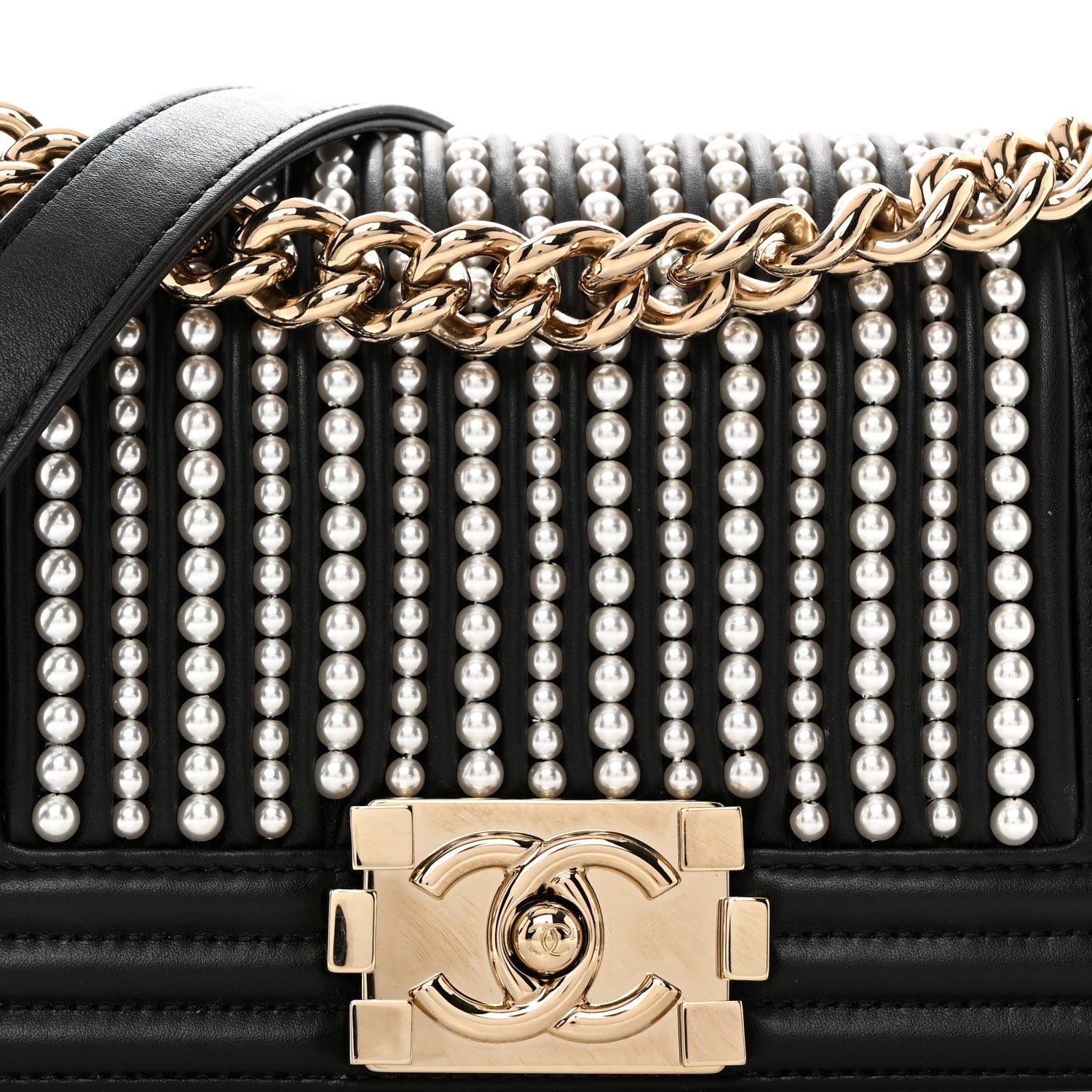 Chanel Calfskin Pearl Small Boy Flap Black 8 of 10