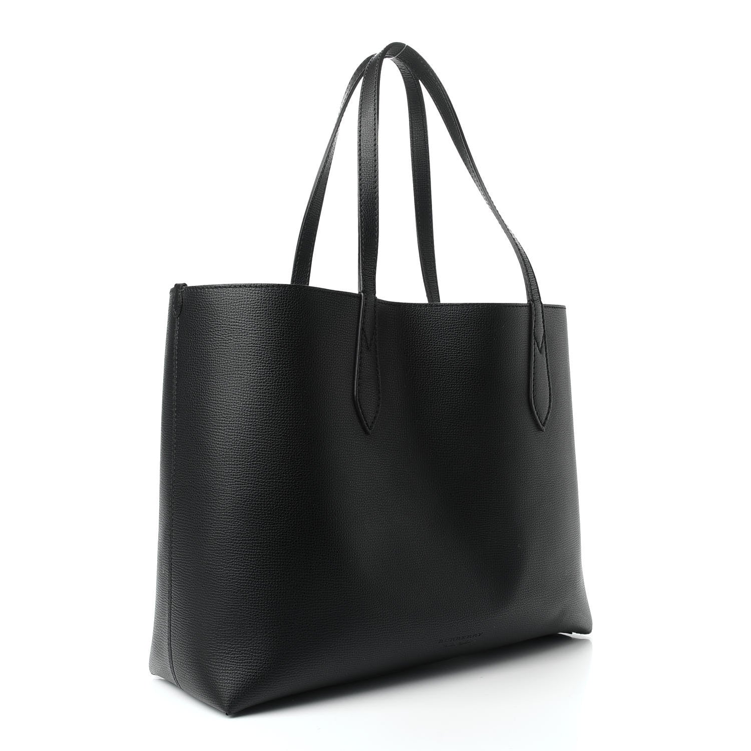 Burberry Grainy Calfskin Haymarket Check Medium Reversible Tote Black 3 of 16