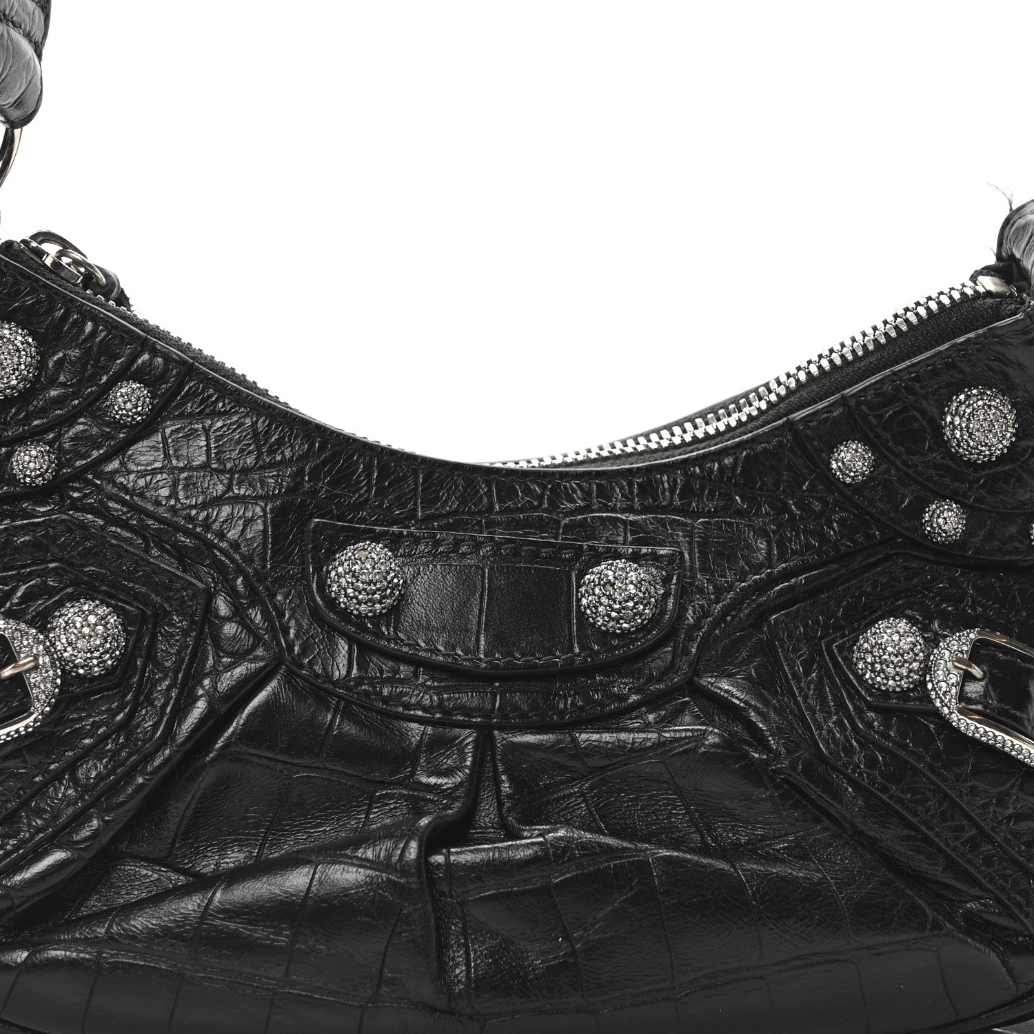 Balenciaga Extra Supple Calfskin Crystal Crocodile Embossed Le