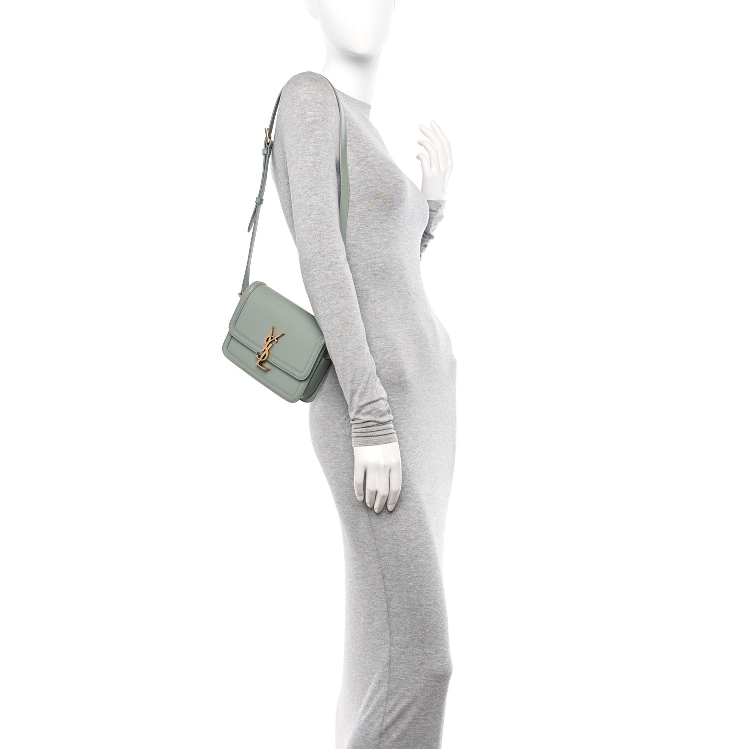 Saint Laurent Smooth Calfskin Small Solferino Satchel Acqua 2 of 11