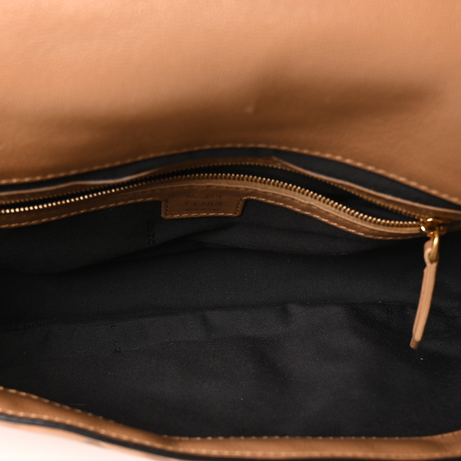 Fendi Nappa FF 1974 Embossed Baguette Miele Scuro 5 of 10
