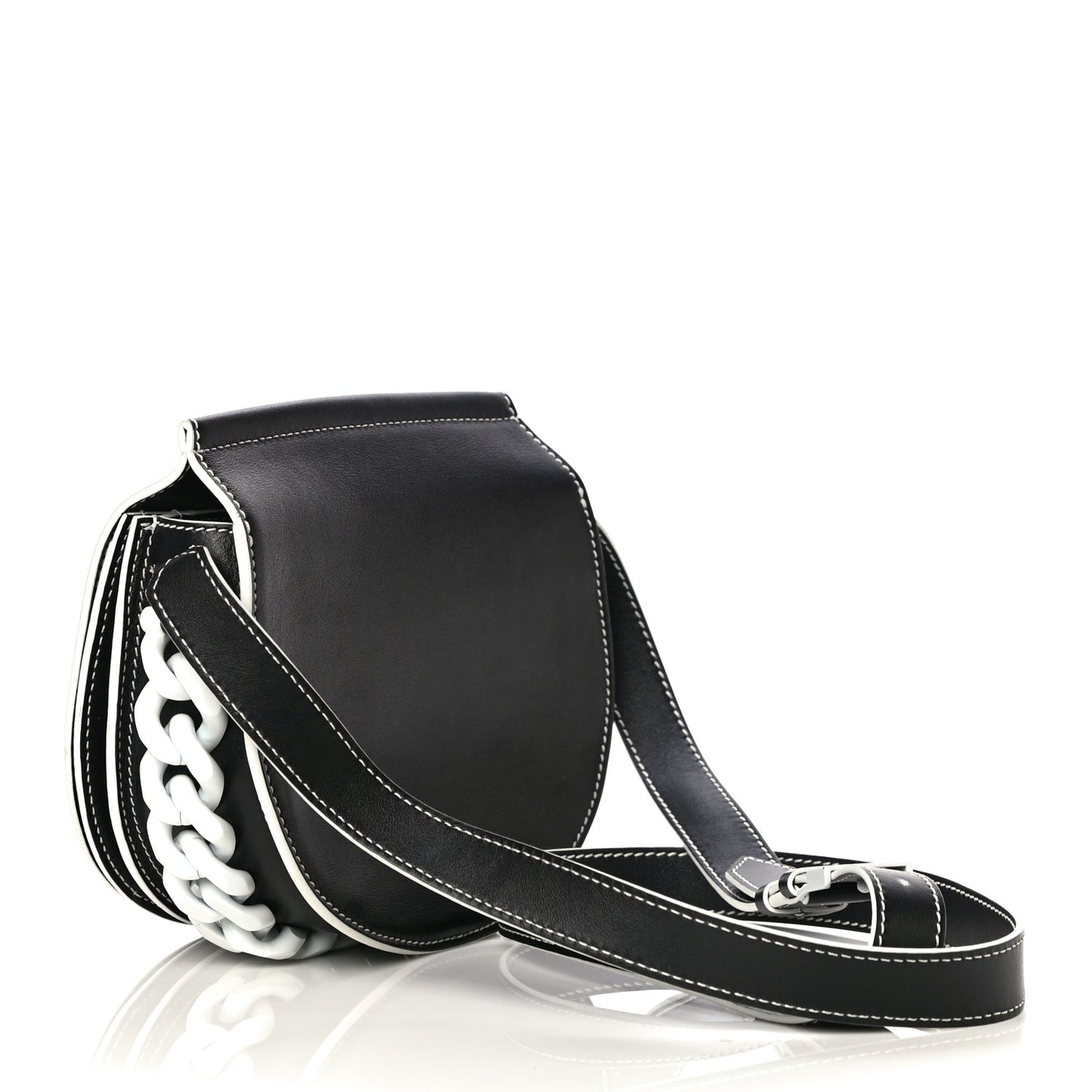 Calfskin Mini Infinity Saddle Bag Black White