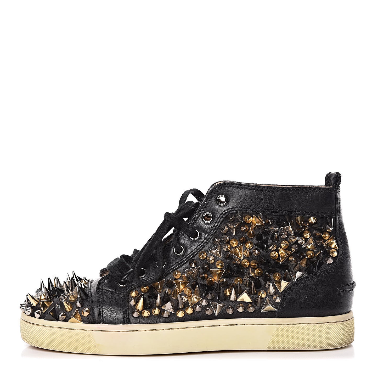 Calfskin Mens Louis Pik Pik Spikes Flat Sneakers 39 Black