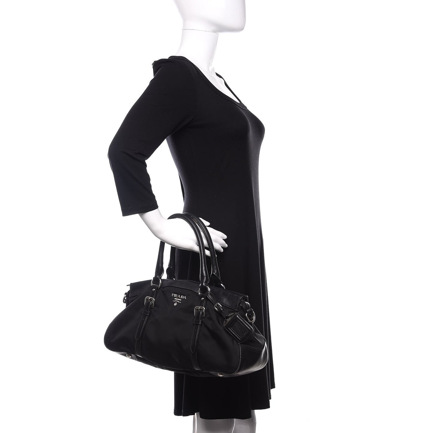 Tessuto Nylon Soft Calf Shopping Satchel Black