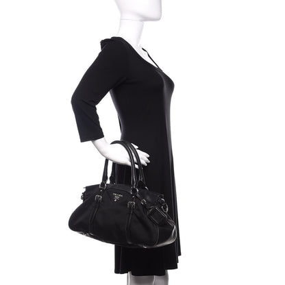 Prada Tessuto Nylon Soft Calf Shopping Satchel Black 2 of 10
