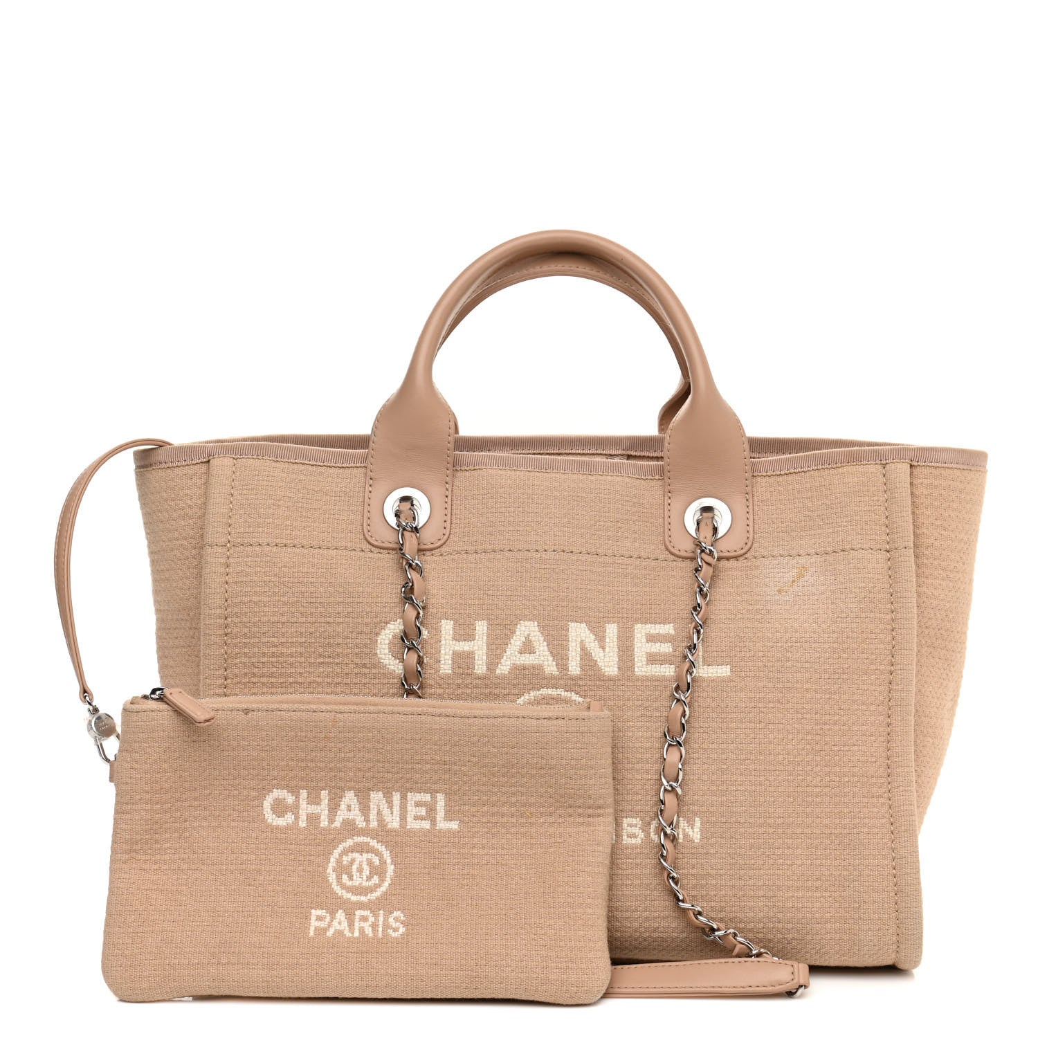 Chanel Mixed Fibers Small Deauville Tote Beige 1 of 14