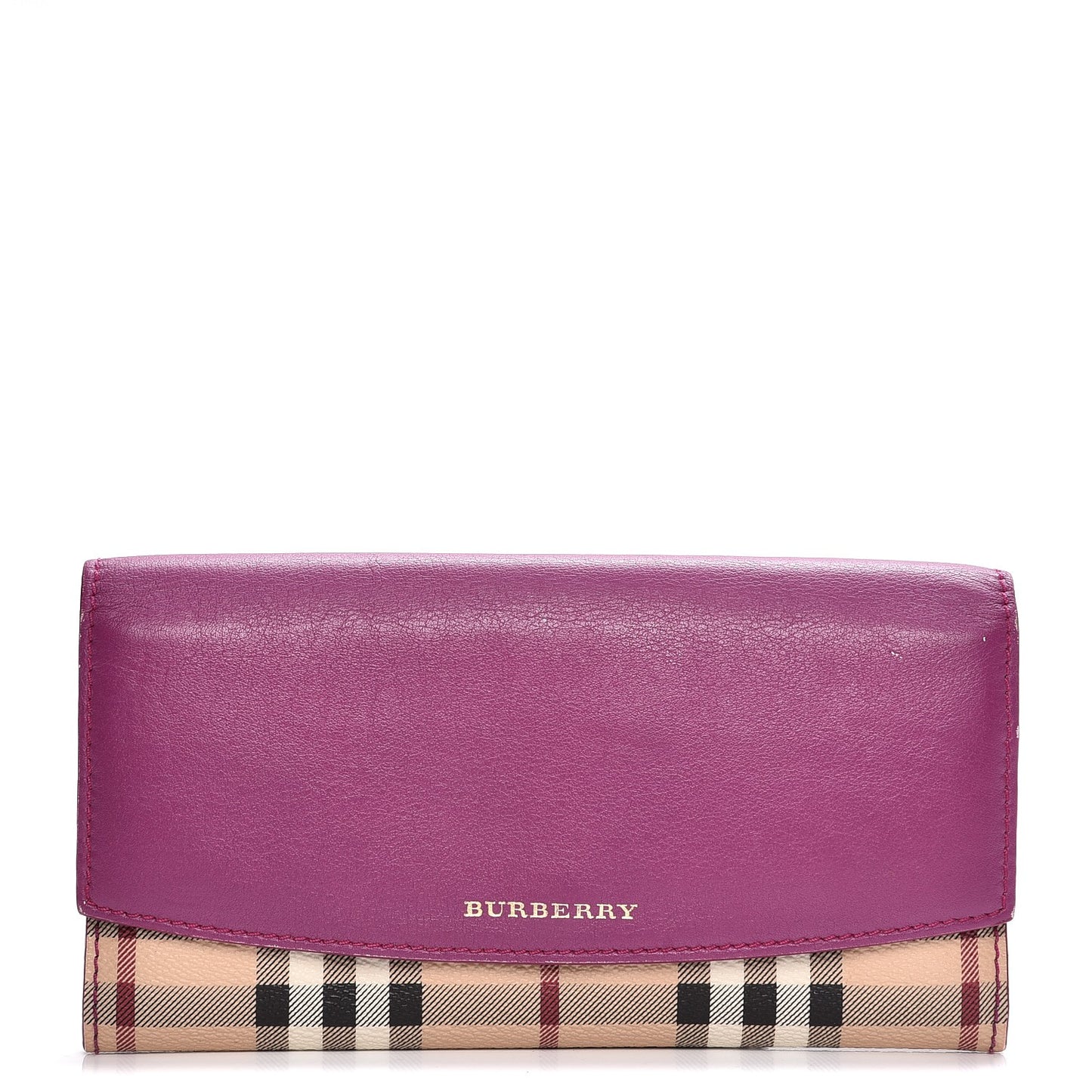 Calfskin Horseferry Check Porter Continental Wallet Dark Pink