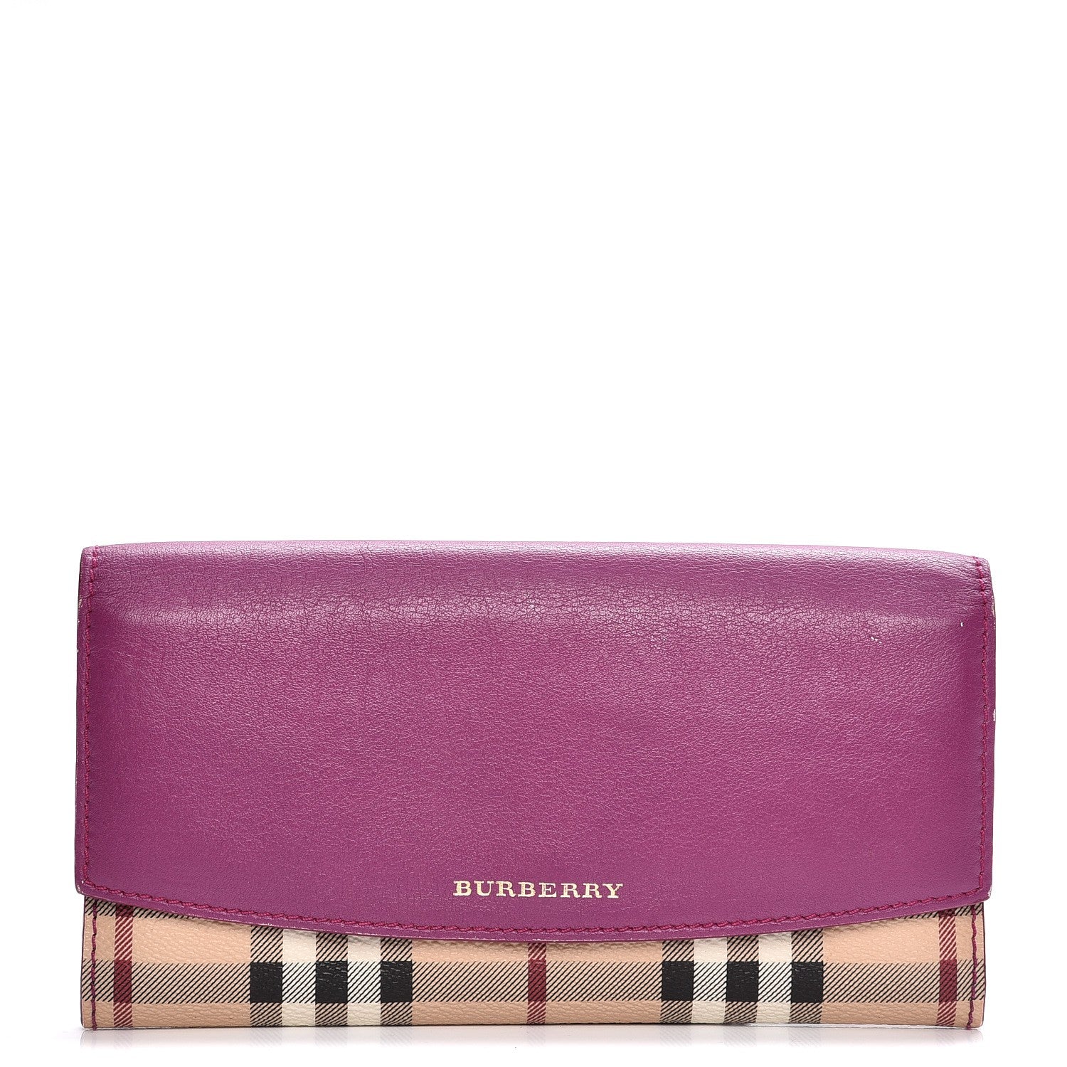 Burberry Calfskin Horseferry Check Porter Continental Wallet Dark Pink 1 of 10