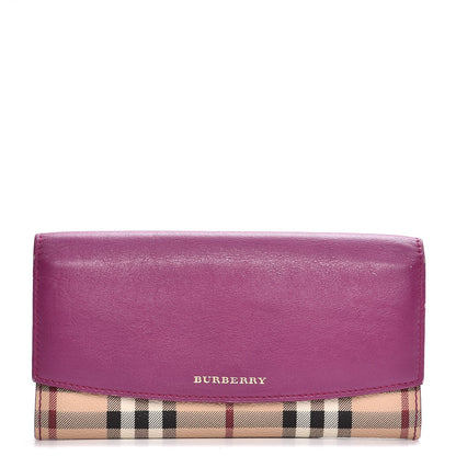Burberry Calfskin Horseferry Check Porter Continental Wallet Dark Pink 1 of 10