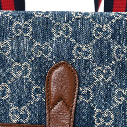 Gucci New Denim GG Monogram Retro Interlocking G Buckle Backpack Blue Tea Cuir 8 of 10