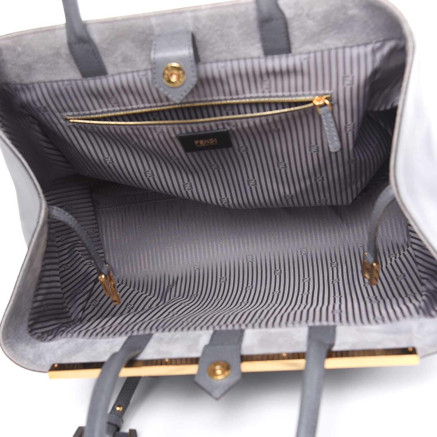 Fendi Vitello Elite Large 2Jours Tote Grigio Grigio Chiaro 5 of 15