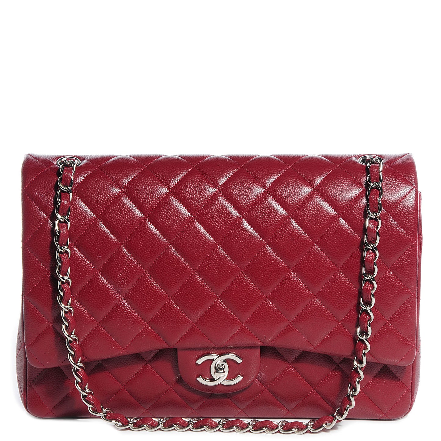 Caviar Quilted Maxi Double Flap Red