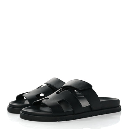 Hermes Calfskin Womens Chypre Sandals 38 Black 3 of 9