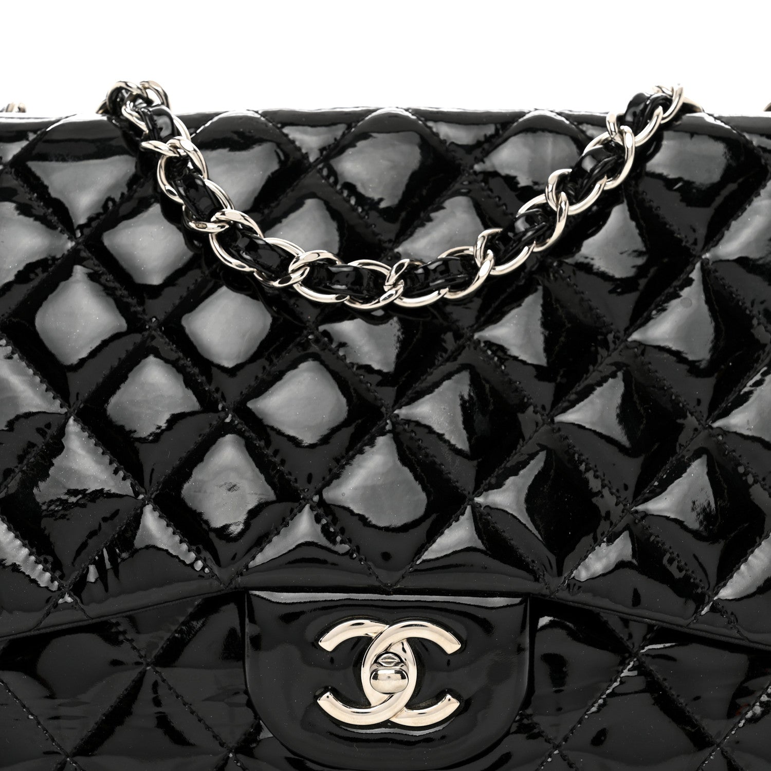Chanel Patent Quilted Jumbo Single Flap Black 5 of 13