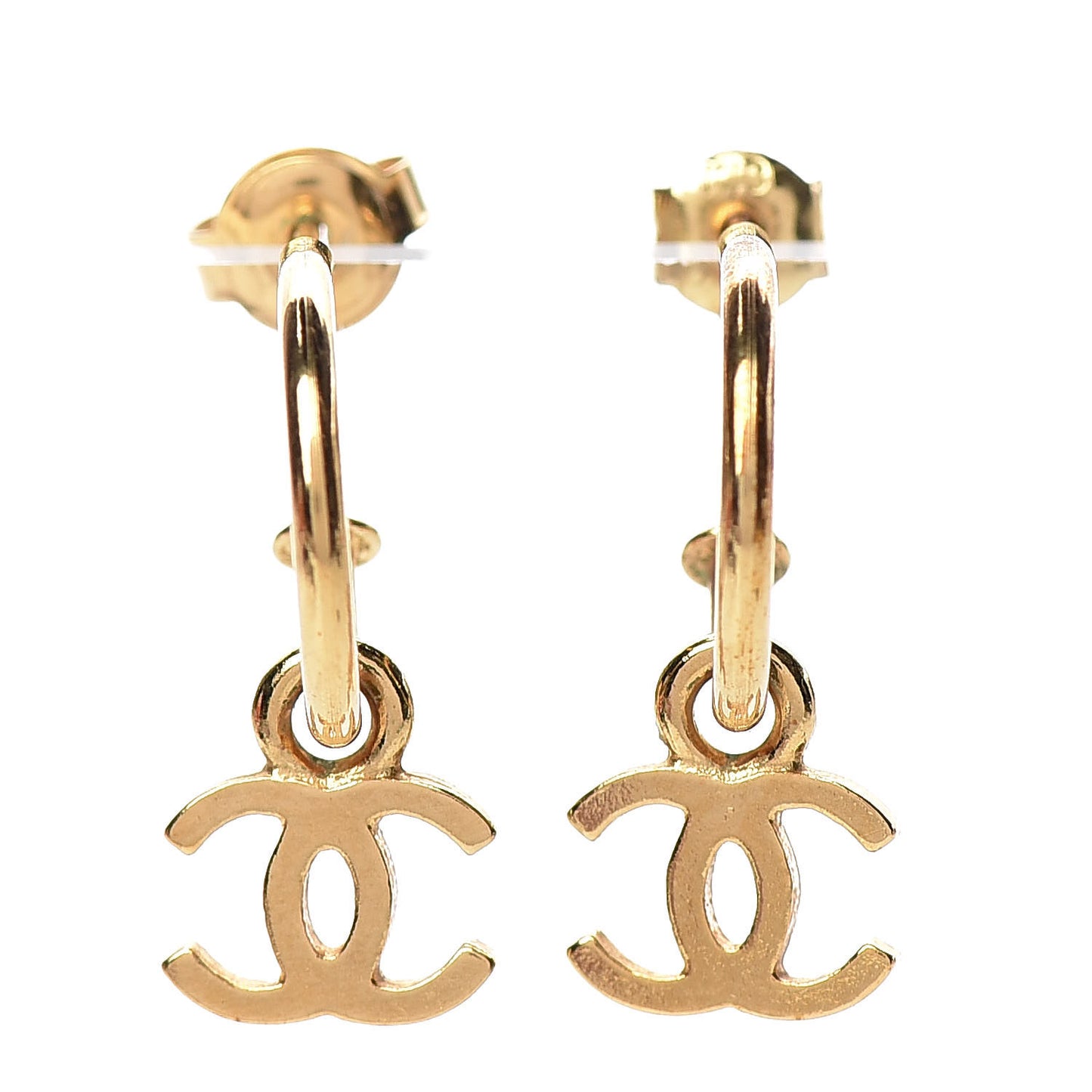 Metal Drop CC Earrings Gold