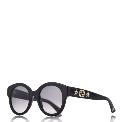Gucci Round Frame GG Star Sunglasses GG0207S Black 1 of 10