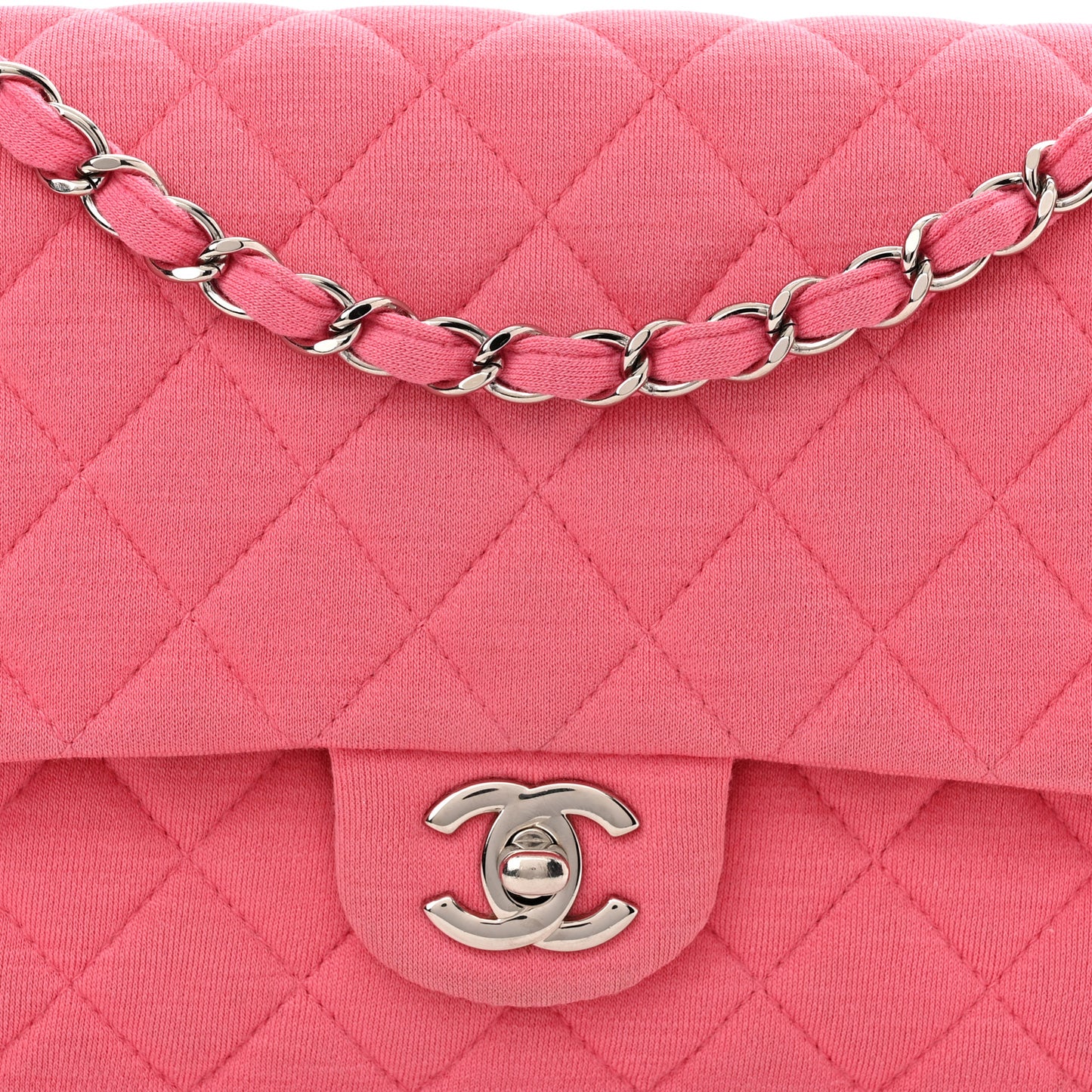 Jersey Quilted Medium Double Flap Dark Pink