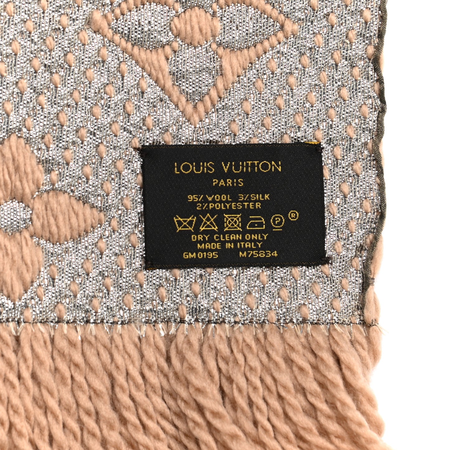 Wool Silk Logomania Shine Scarf Beige