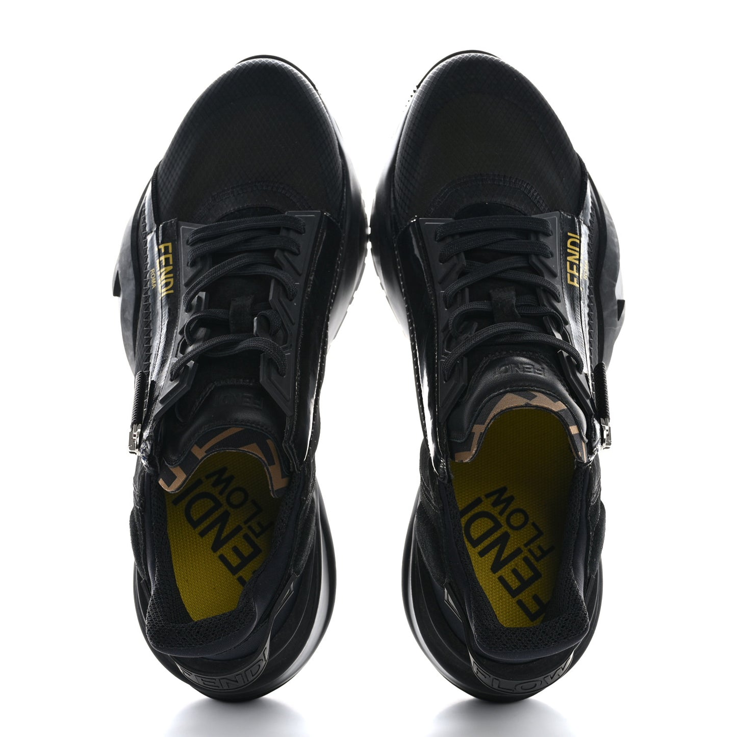 Nylon Lycra FF Mens Fendi Flow Low Top Sneakers 11 Black
