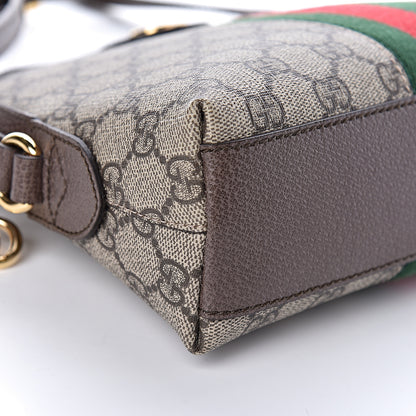 Gucci GG Supreme Monogram Textured Dollar Calfskin Web Small Ophidia Dome Shoulder Bag Beige Ebony New Acero 9 of 11