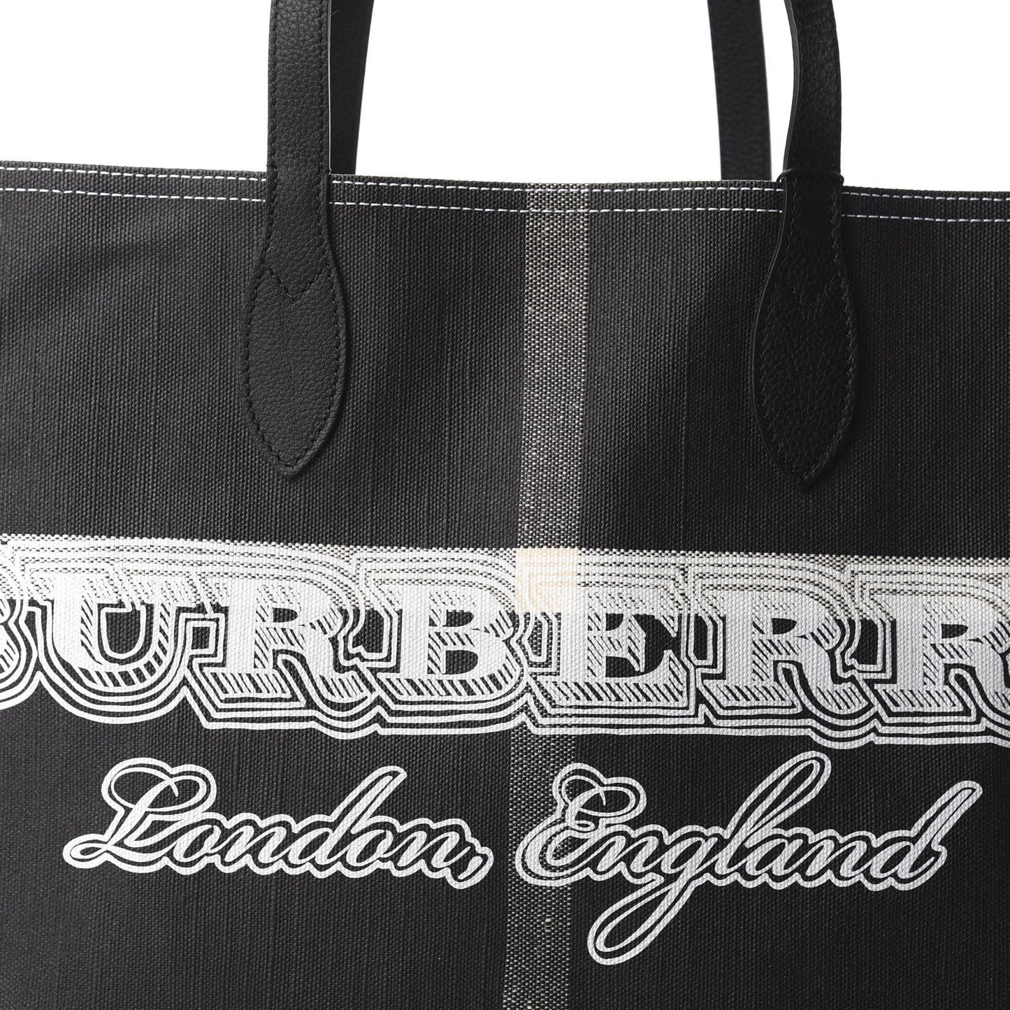 Coated Canvas Mega Check Medium Doodle Tote Black White
