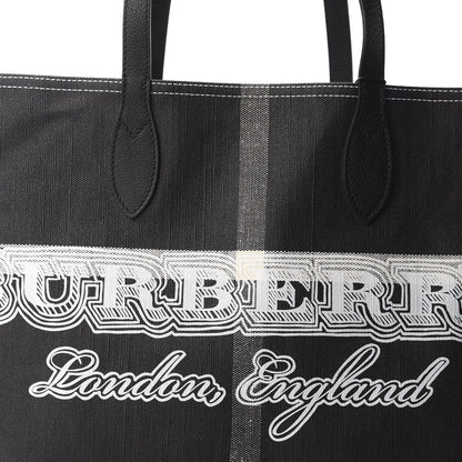 Burberry Coated Canvas Mega Check Medium Doodle Tote Black White 9 of 9