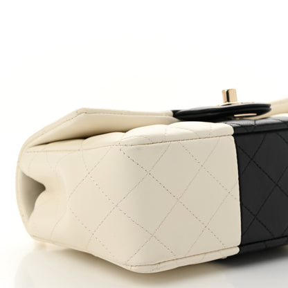 Chanel Lambskin Quilted Mini Rectangular Flap White Black 9 of 10