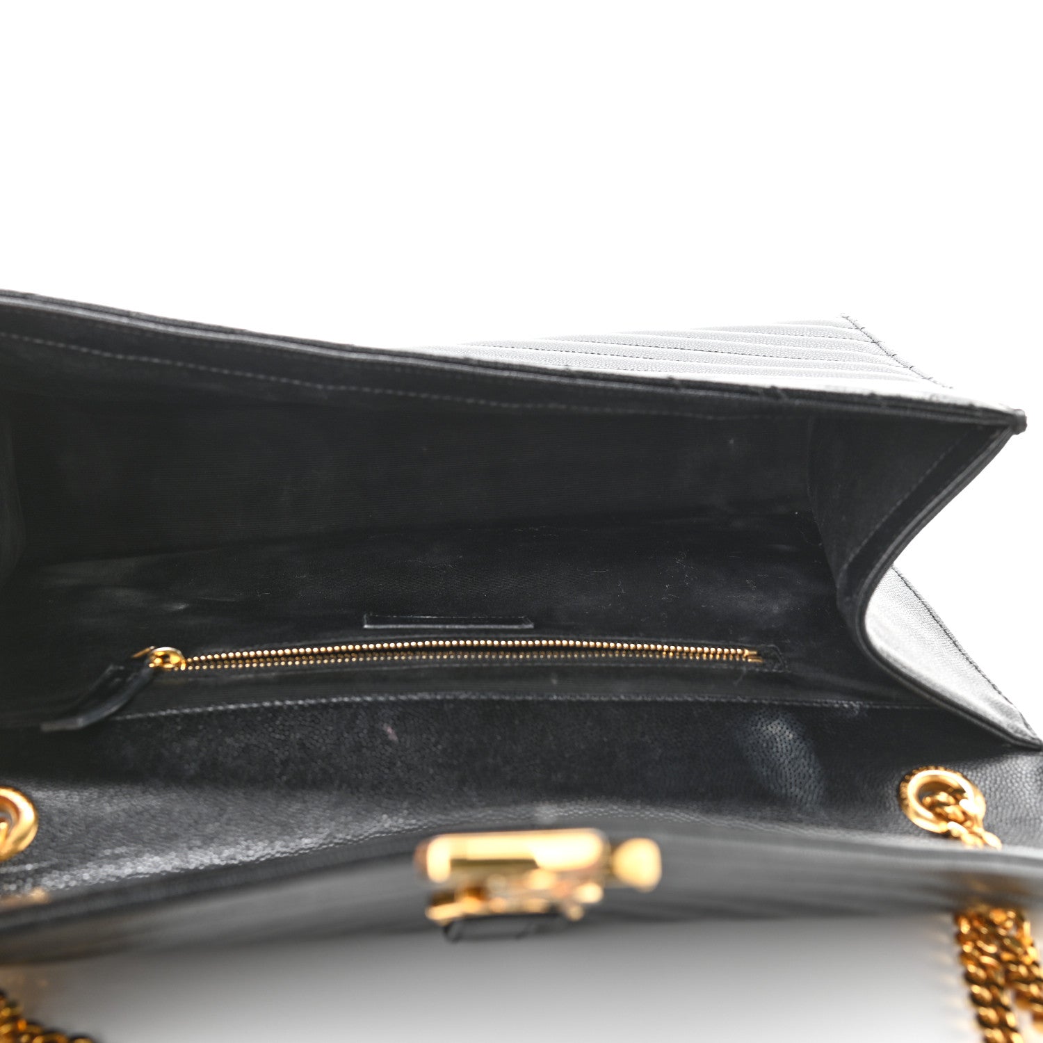 Saint Laurent Grain De Poudre Matelasse Chevron Large Monogram Satchel Black 5 of 20