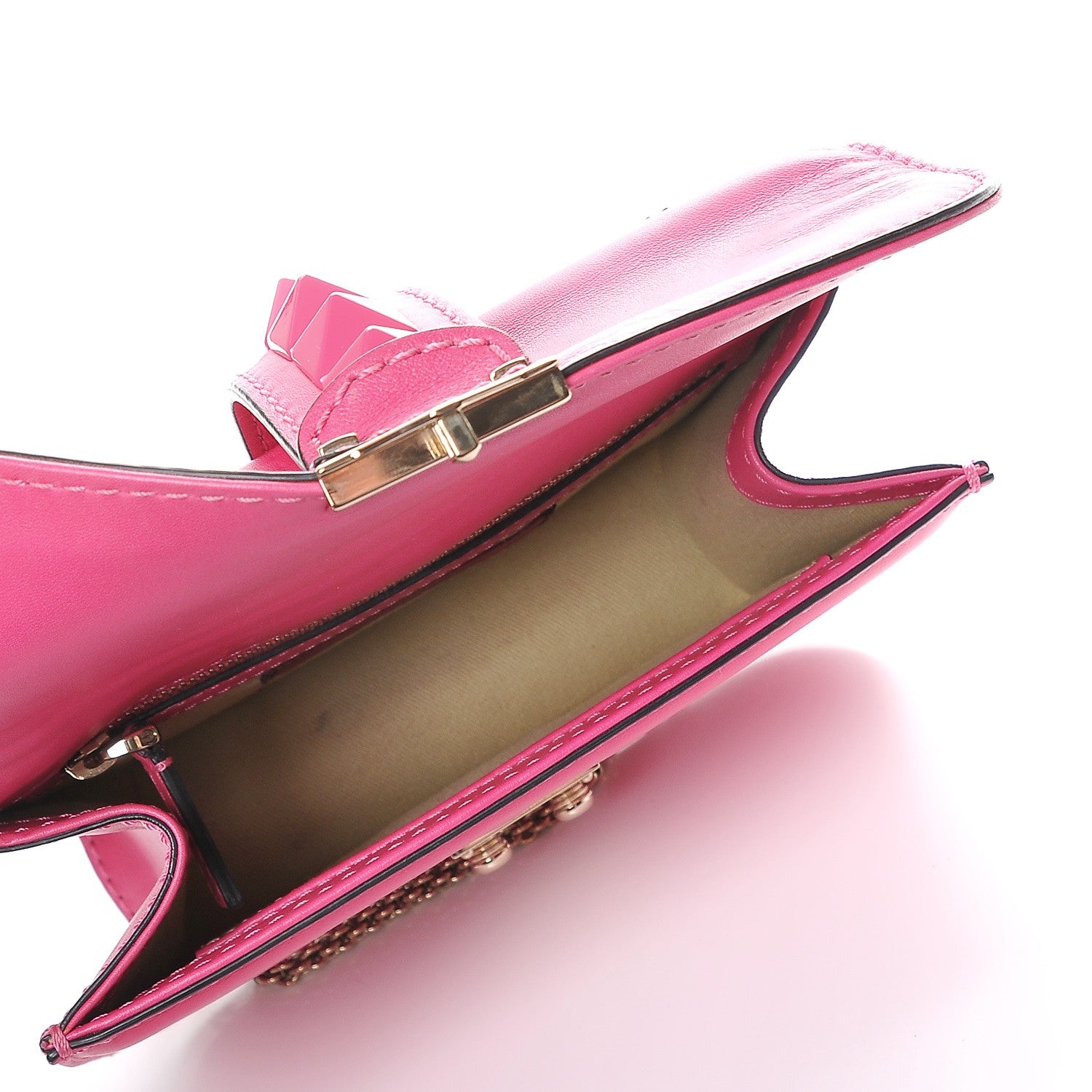 Valentino Garavani Vitello Small Glam Lock Rockstud Flap Pop Fuxia 5 of 8