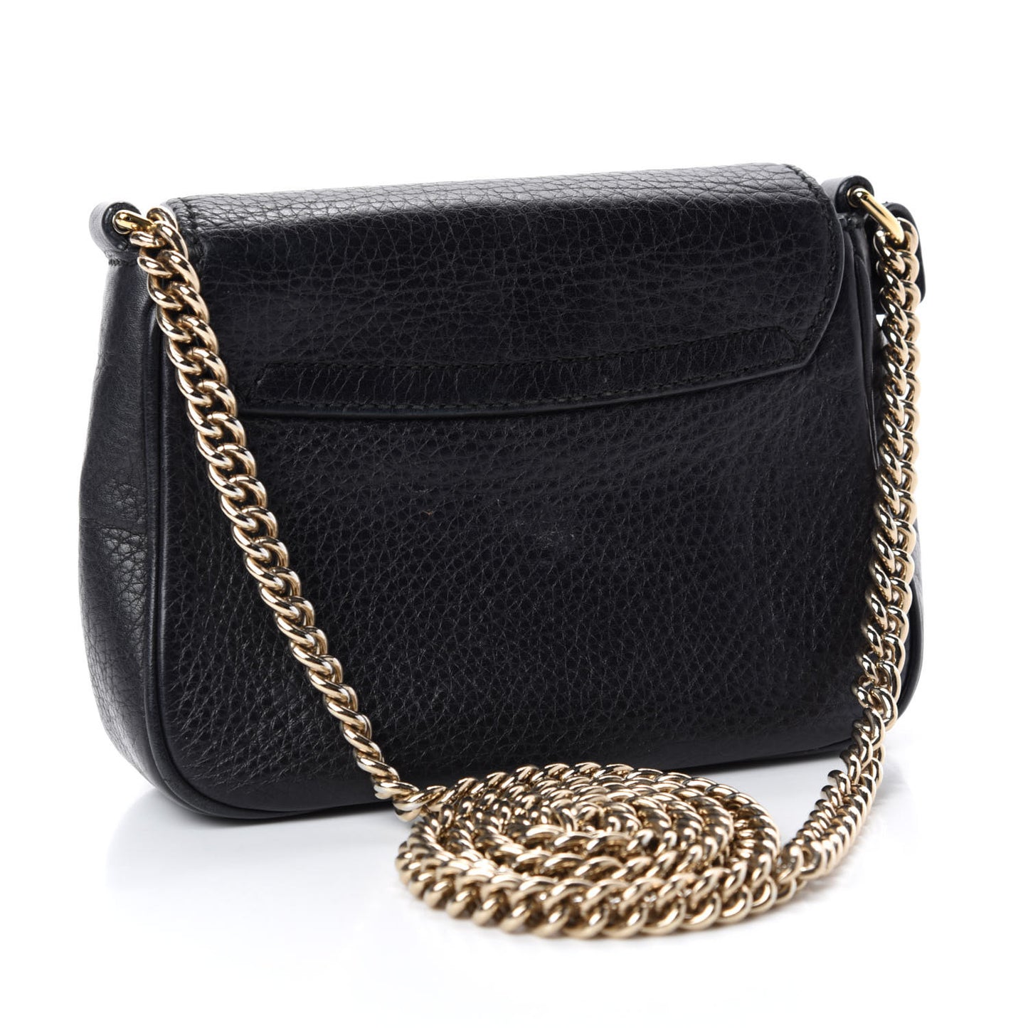 Pebbled Calfskin Small Soho Flap Crossbody Black