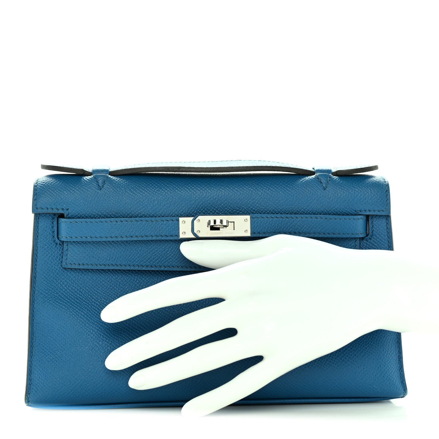 Epsom Kelly Pochette Clutch Bleu Izmir